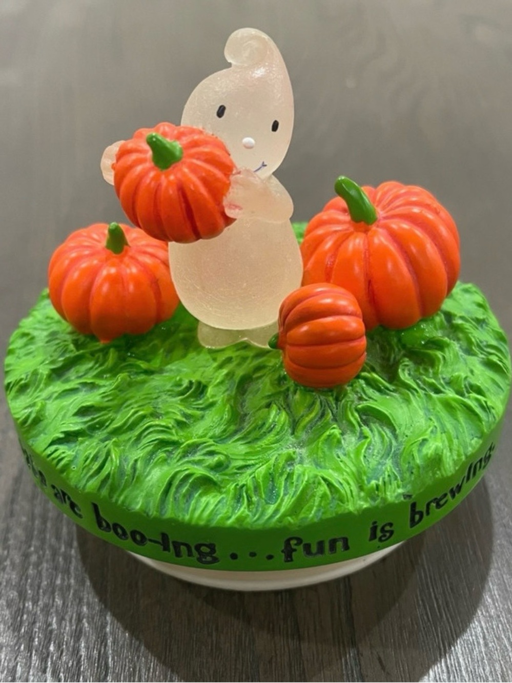 Ghost and pumpkin candle topper